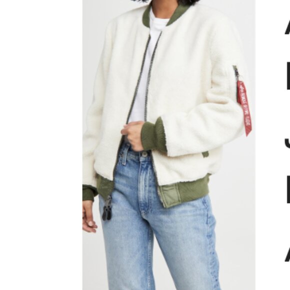 Reversible Alpha Industries L-2B Sherpa Flight Jacket Light Cream, XS - Picture 1 of 2